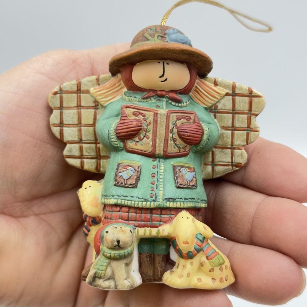 Vtg Lang Ornaments Sue Dreamer Carolling Angel SD 11 1998 1 ed Ceramic Christmas